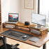 Dual Monitor Stand Riser – Rotating & Extendable Desk Shelf (Rustic Brown)