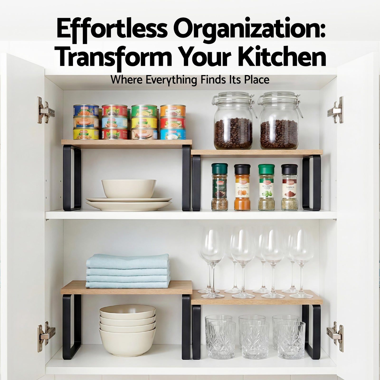 Kitchen Storage Shelves Rack Cupboard Cabinet Organiser Set of 2