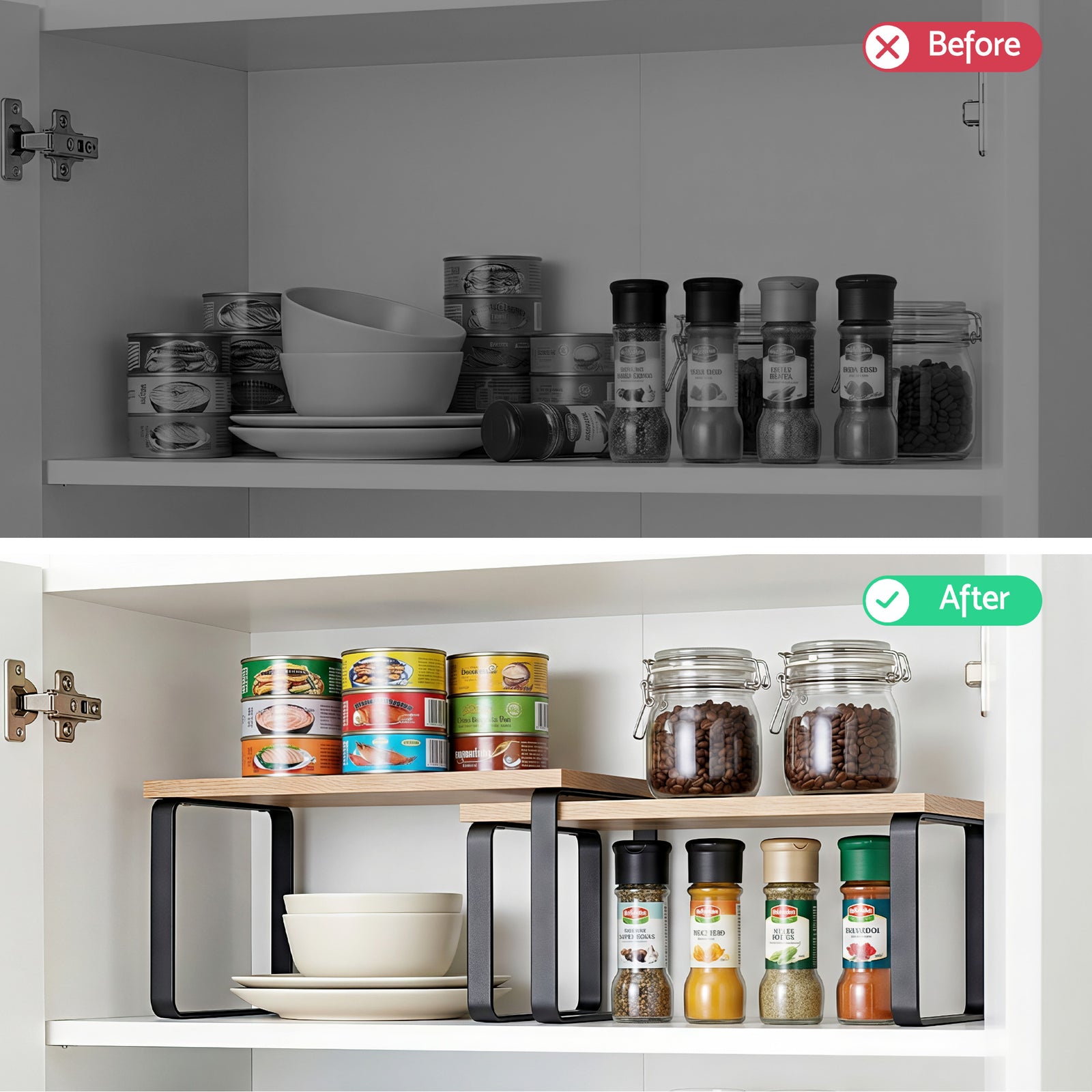 Kitchen Storage Shelves Rack Cupboard Cabinet Organiser Set of 2