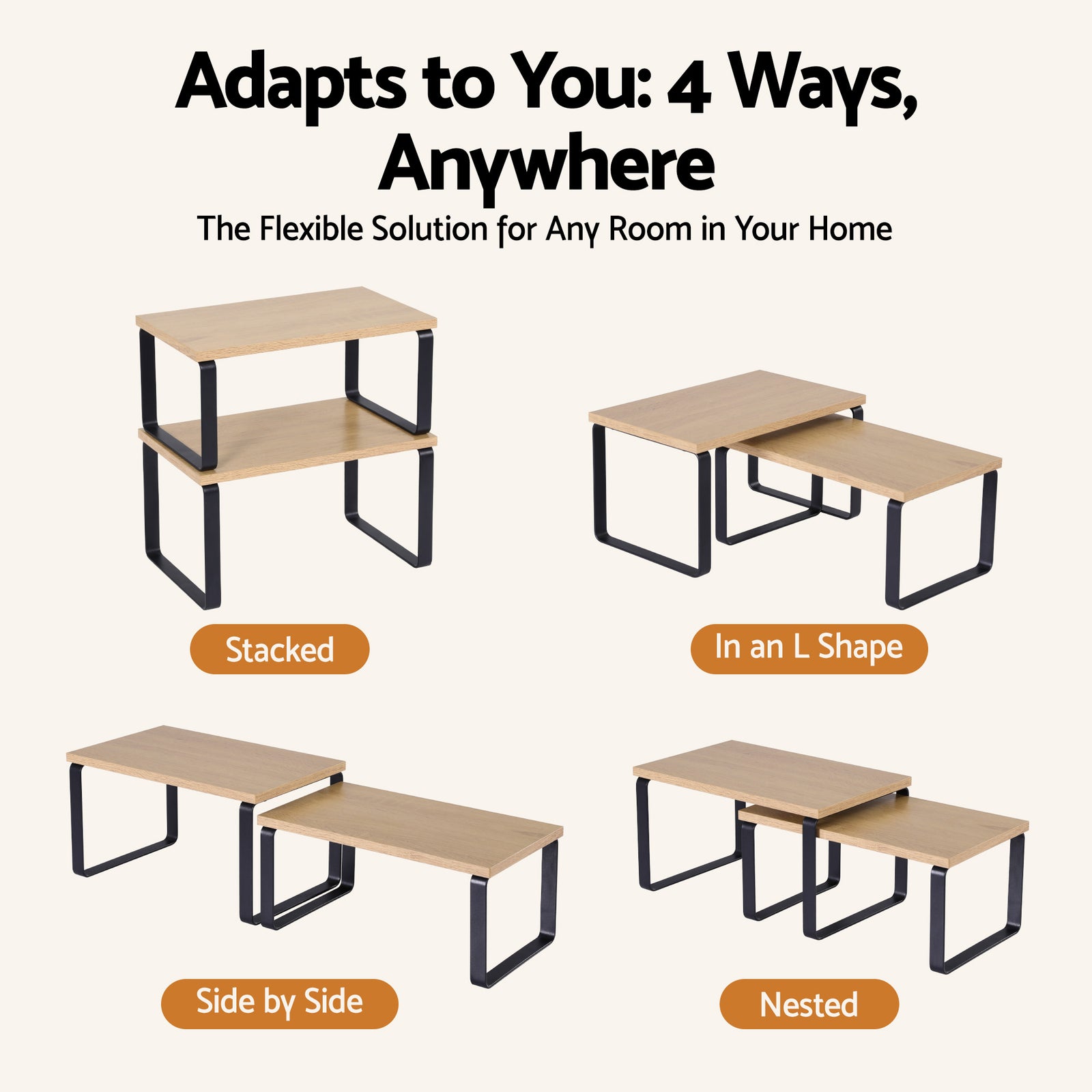 Kitchen Storage Shelves Rack Cupboard Cabinet Organiser Set of 2