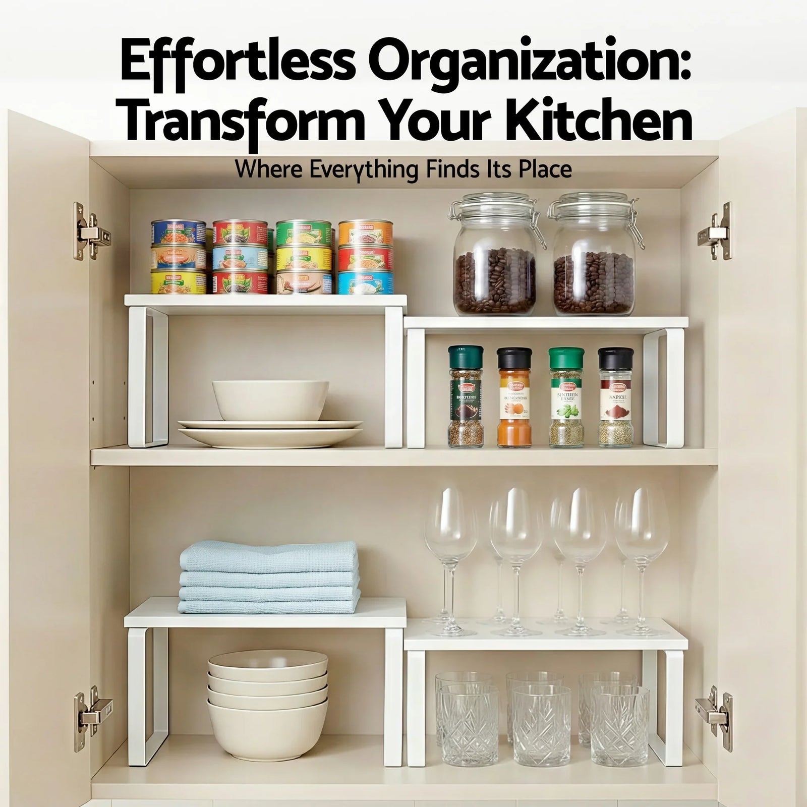 Kitchen Storage Shelves Rack Cupboard Cabinet Organiser Set of 2