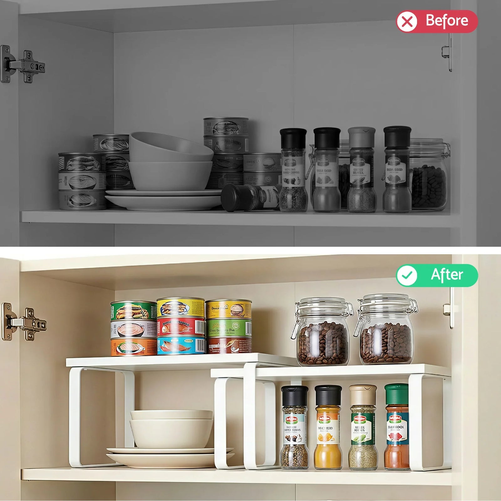 Kitchen Storage Shelves Rack Cupboard Cabinet Organiser Set of 2