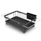 Kitchen Dish Drying Rack Expandable Sink Drainer with Auto Drain Black