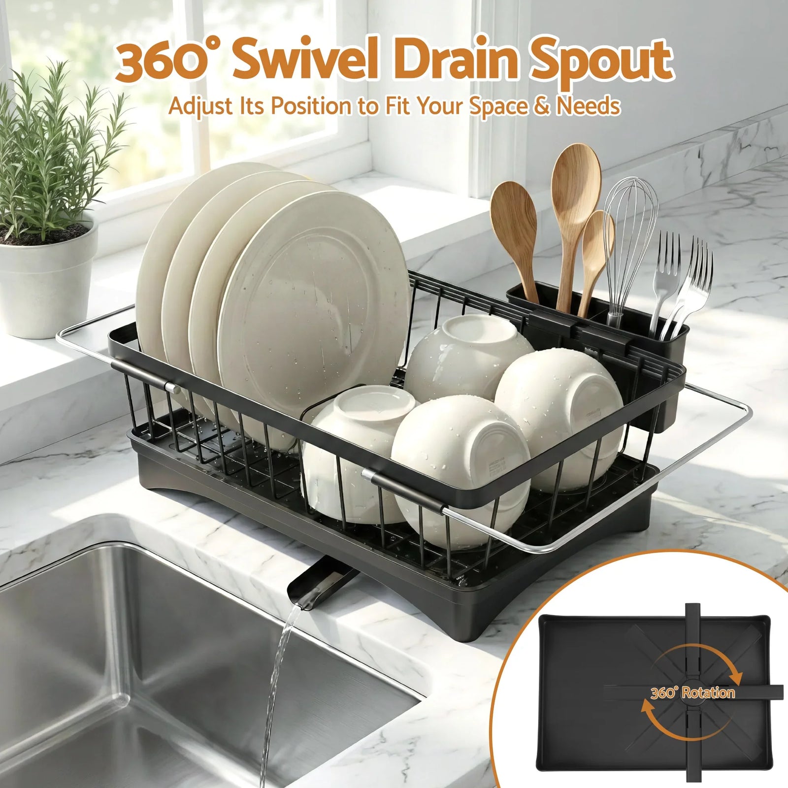 Dish Drying Rack for Kitchen Storage Organisation Kitchen Sink Organiser Dish Drainer
