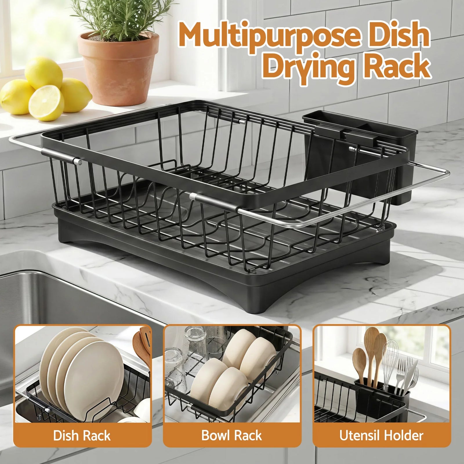 Dish Drying Rack for Kitchen Storage Organisation Kitchen Sink Organiser Dish Drainer