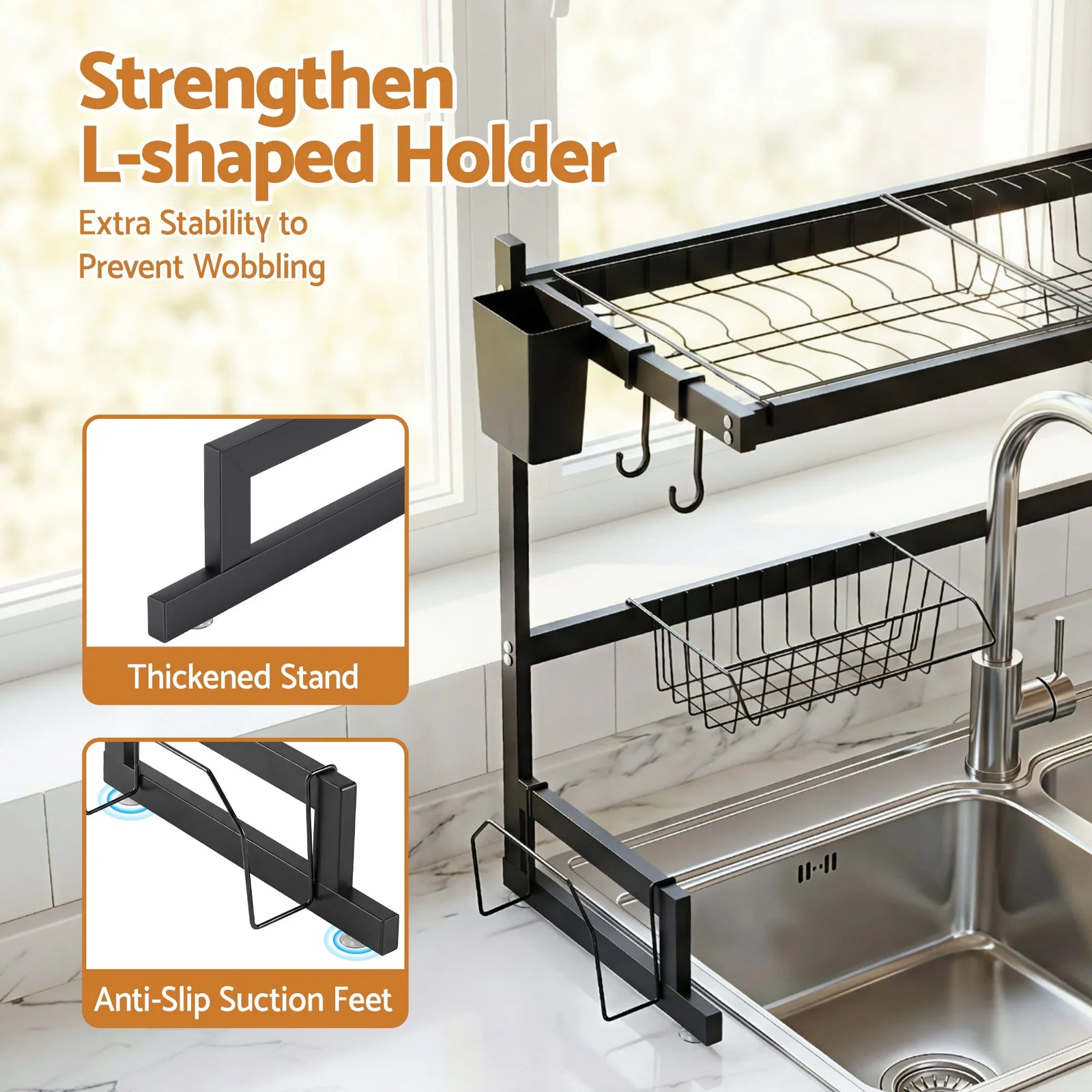 Dish Drying Rack for Kitchen Storage Organisation Kitchen Sink Organiser Dish Drainer