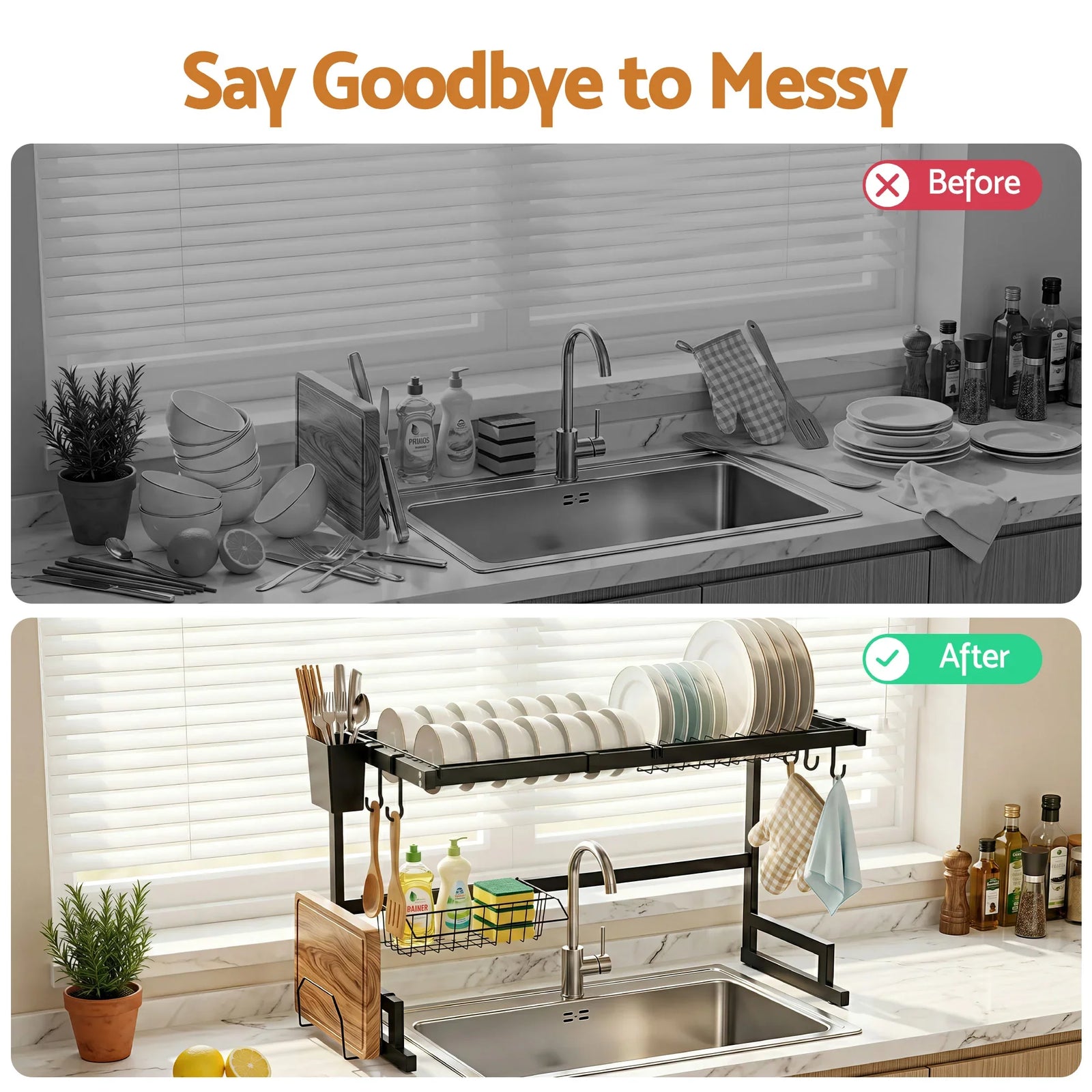 Dish Drying Rack for Kitchen Storage Organisation Kitchen Sink Organiser Dish Drainer