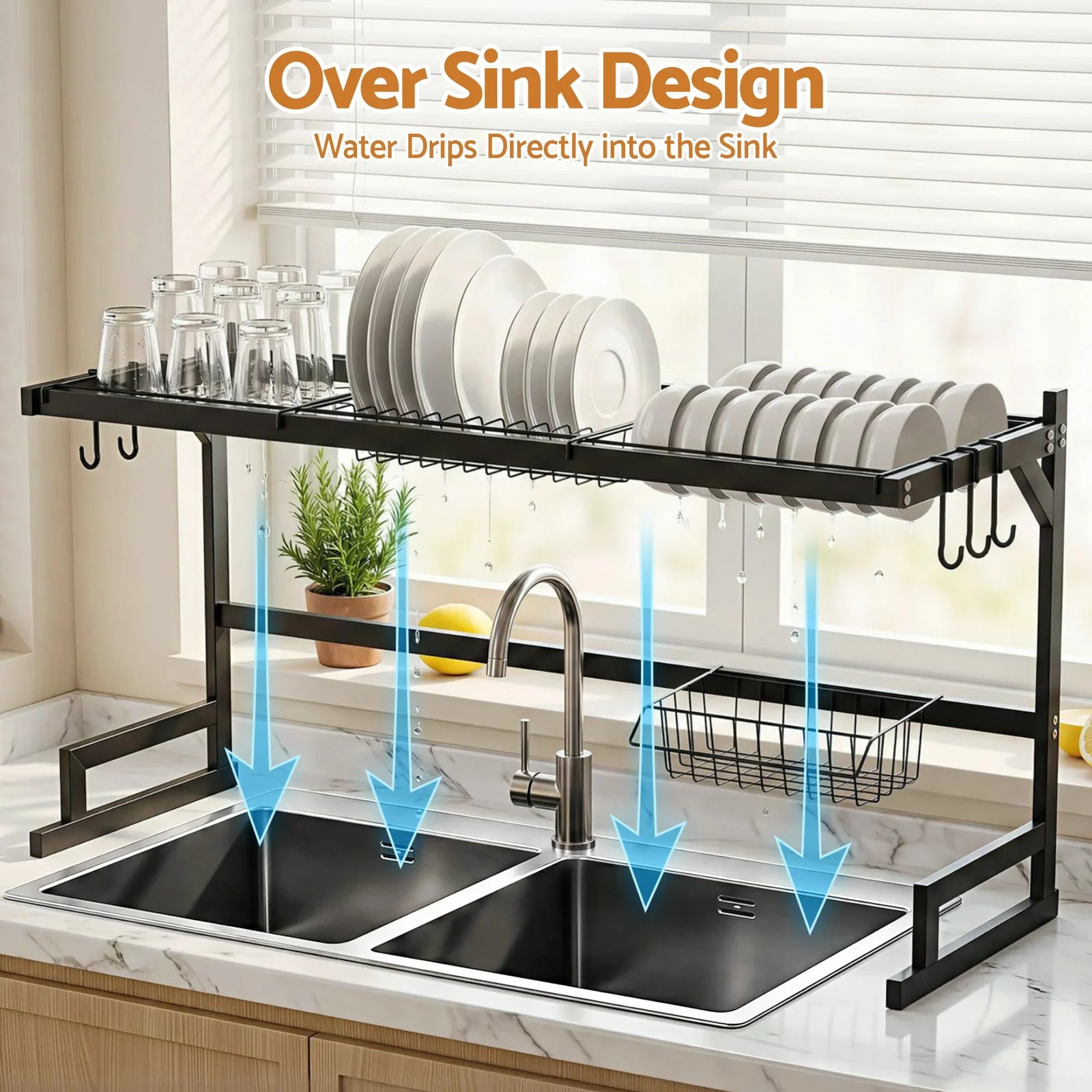 Dish Drying Rack for Kitchen Storage Organisation Kitchen Sink Organiser Dish Drainer
