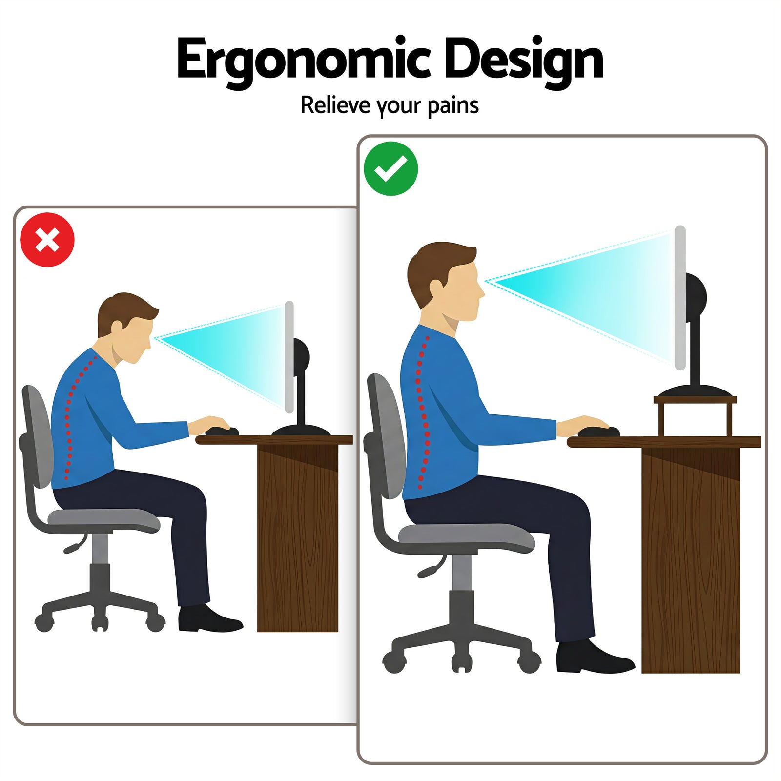 RGB Monitor Stand with USB Hub Desk Organiser Charging Stand Computer Stand Black