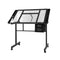Adjustable Drawing Desk Glass Top Drafting Table Art Workstation Black
