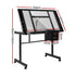 Adjustable Drawing Desk Glass Top Drafting Table Art Workstation Black