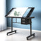 Artiss Adjustable Drawing Desk Glass Top Drafting Table Art Workstation Black