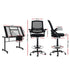 Drawing Table with Ergonomic Office Chair, Drafting Tables with Tempered Glass Desktop, Removable Drawers, Drafting Stool with Height Adjustable for Artwork Painting Studio