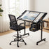Drawing Table with Ergonomic Office Chair, Drafting Tables with Tempered Glass Desktop, Removable Drawers, Drafting Stool with Height Adjustable for Artwork Painting Studio