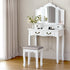 Artiss Dressing Table Stool Set Foldable Mirror White