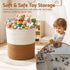 Woven Laundry Basket with handles Foldable White & Brown