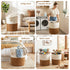 Woven Laundry Basket with handles Foldable White & Brown