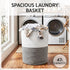Cotton Rope Laundry Basket 47L – Foldable White & Grey with Handles