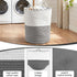 Cotton Rope Laundry Basket 47L – Foldable White & Grey with Handles