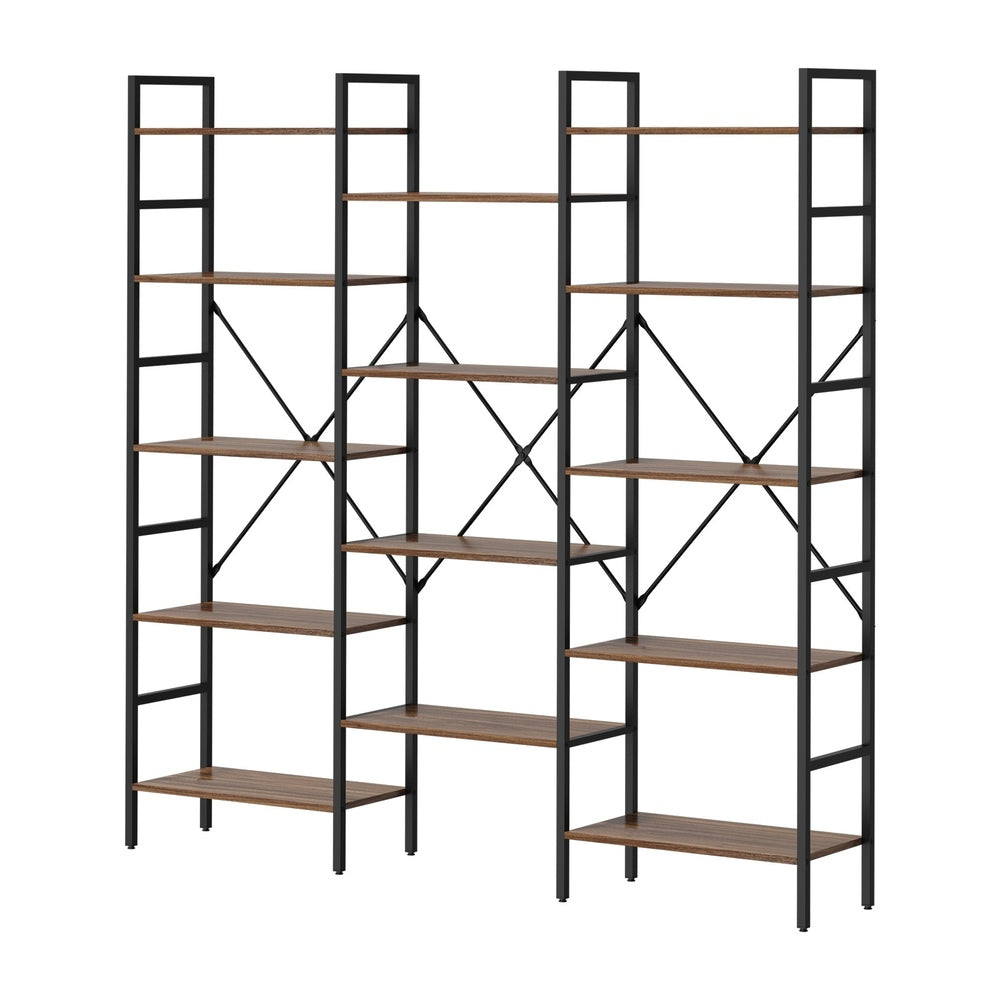 14‑Tier Industrial Display Shelf – Rustic Walnut, Metal Frame, 10kg Per Shelf