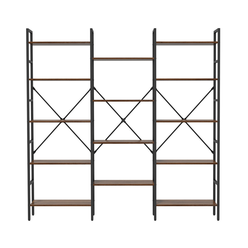 14‑Tier Industrial Display Shelf – Rustic Walnut, Metal Frame, 10kg Per Shelf