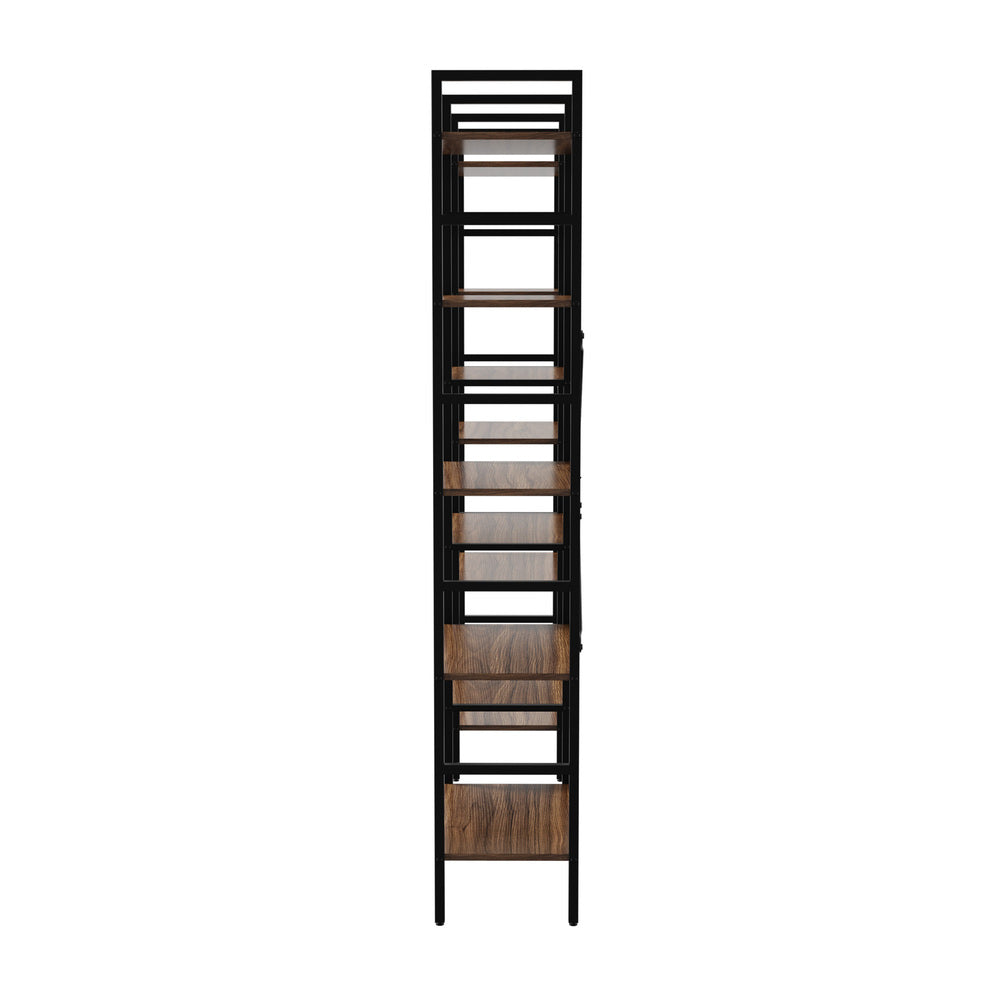14‑Tier Industrial Display Shelf – Rustic Walnut, Metal Frame, 10kg Per Shelf