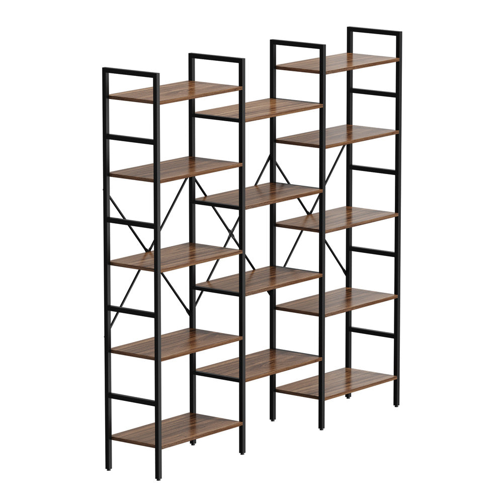 14‑Tier Industrial Display Shelf – Rustic Walnut, Metal Frame, 10kg Per Shelf