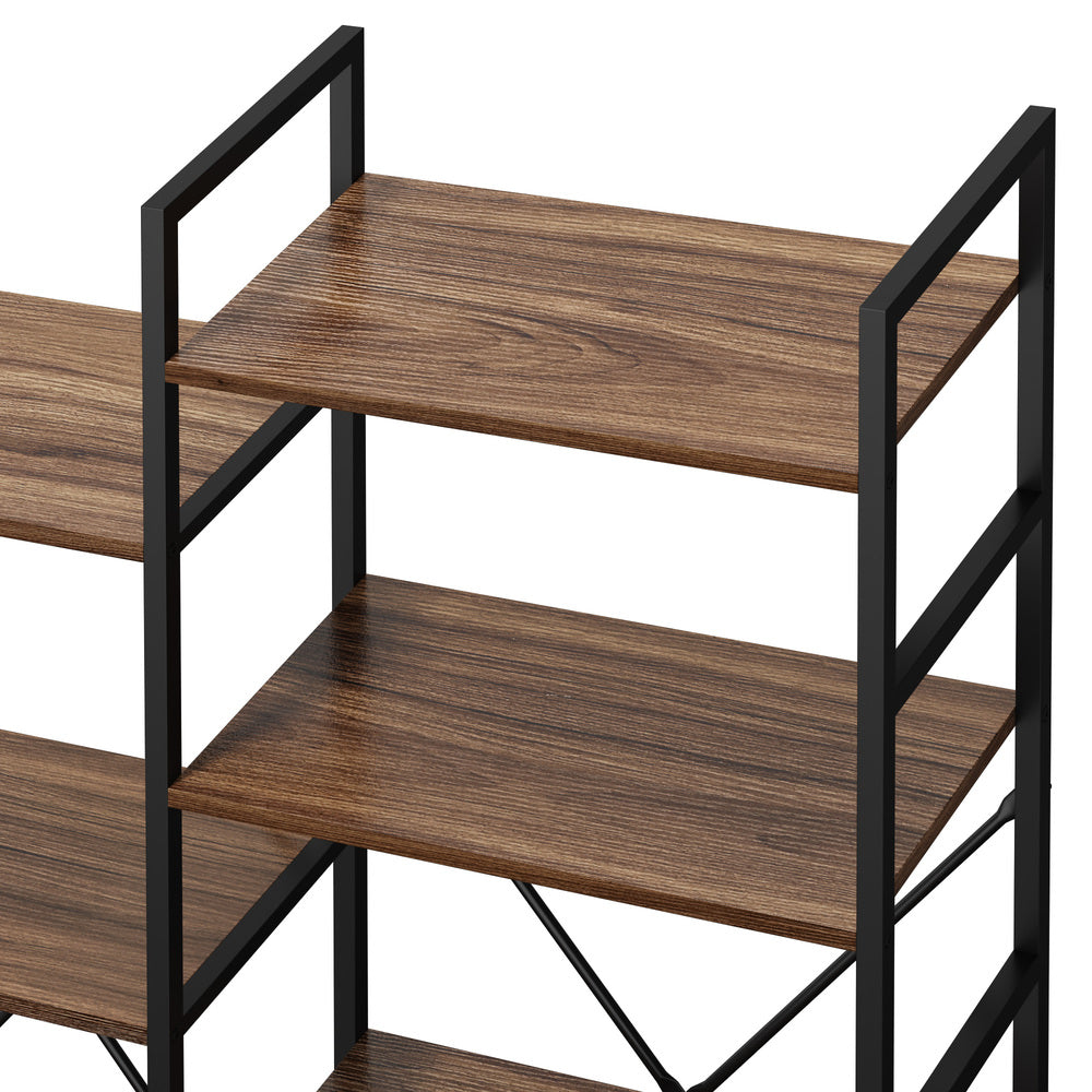 14‑Tier Industrial Display Shelf – Rustic Walnut, Metal Frame, 10kg Per Shelf