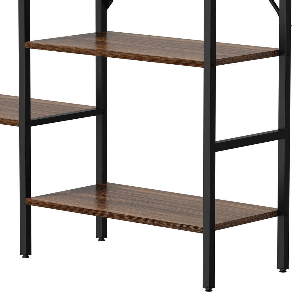 14‑Tier Industrial Display Shelf – Rustic Walnut, Metal Frame, 10kg Per Shelf
