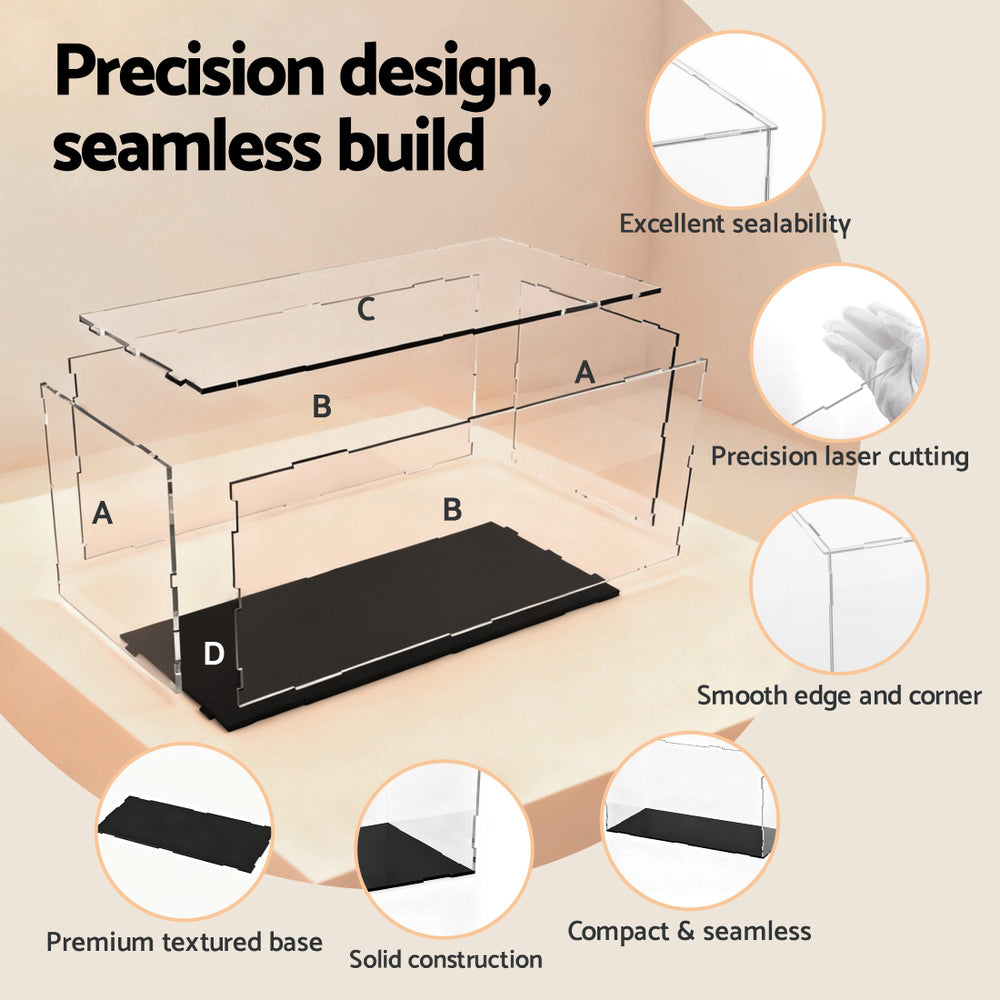Clear Acrylic Display Case Dustproof Protection Box For Car Toys 15CM