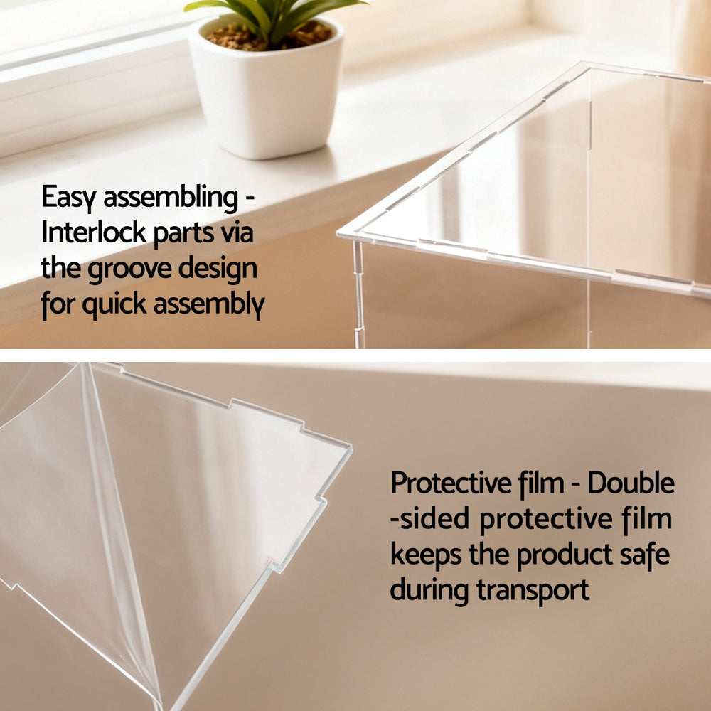 Clear Acrylic Display Case Dustproof Protection Box For Car Toys 30CM