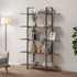 Display Shelf 5‑Tier 1.2m – Rustic Walnut & Black Metal Bookshelf