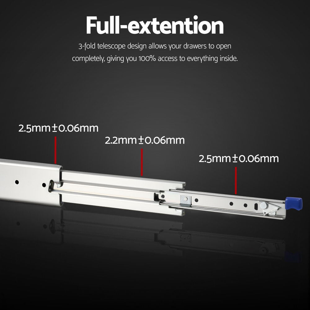 Giantz 2x Drawer Slides Full Extension Locking 227kg 1804-3608mm Length