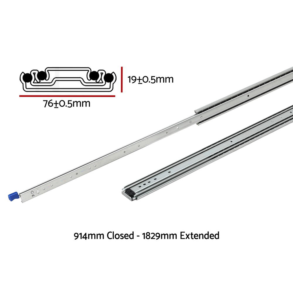 Giantz 2x Drawer Slides Full Extension Locking 227kg 914-1829mm Length
