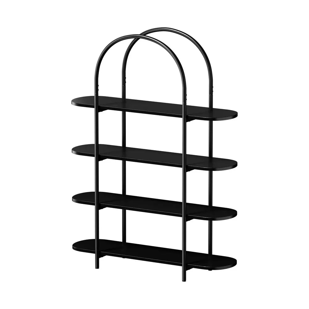 Bookshelf 4 Tier Arched Display Shelf Home Industrial Black