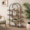 Bookshelf 4 Tier Arched Display Shelf Home Industrial Black