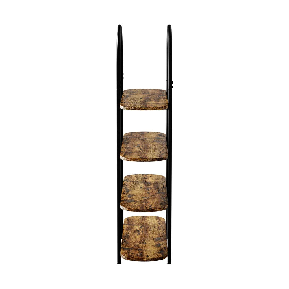 Bookshelf 4 Tier Arched Display Shelf Home Industrial Natural