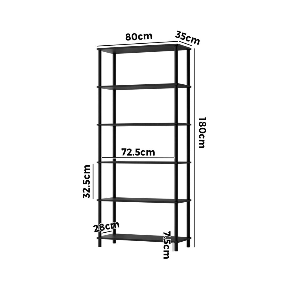 Display Shelf 5 Tier Bookshelf Storage Rack Black