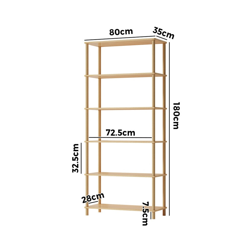 Display Shelf 5 Tier Bookshelf Storage Rack Natural