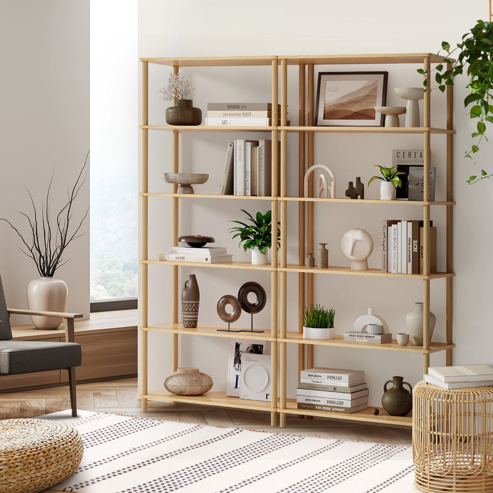 Display Shelf 5 Tier Bookshelf Storage Rack Natural