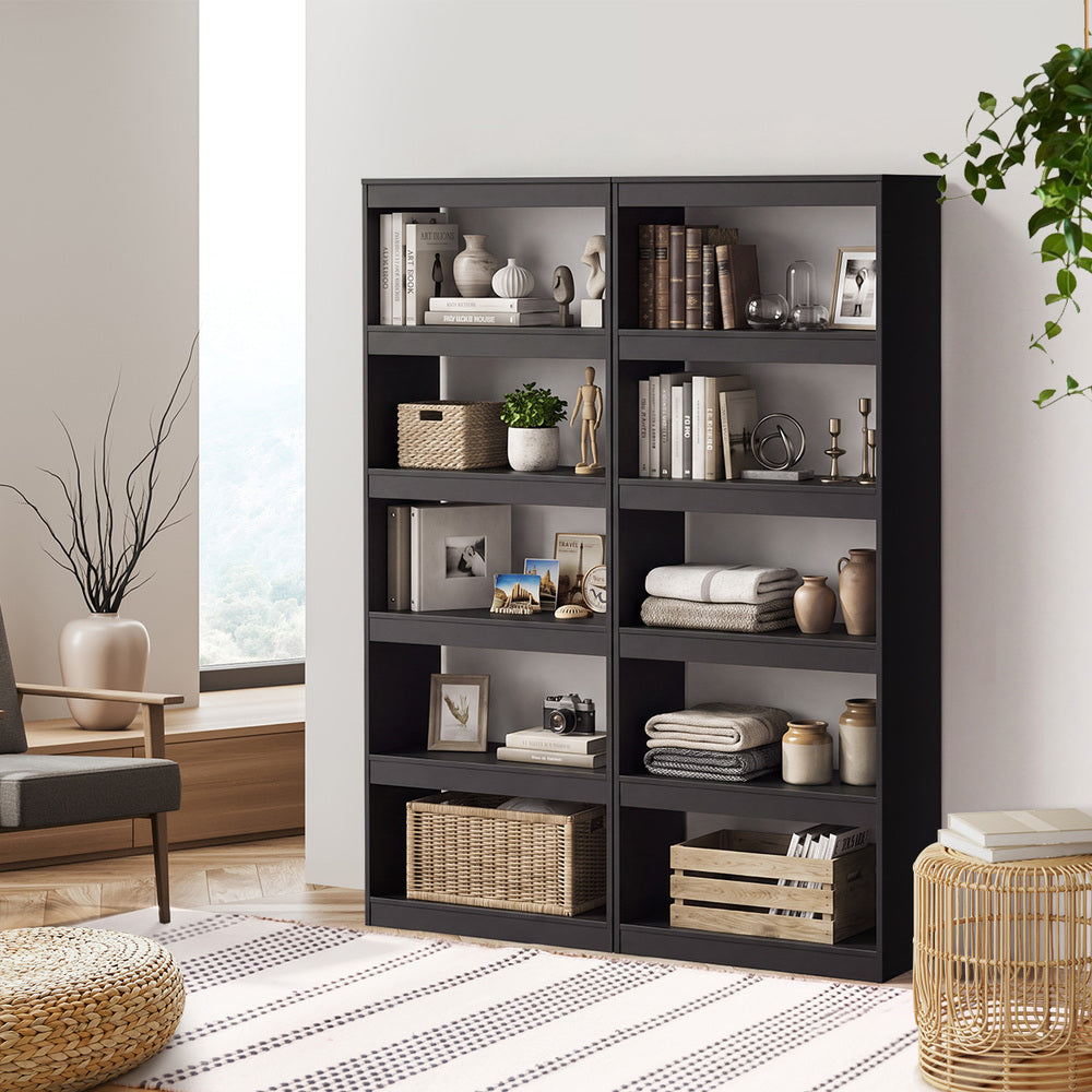 5 Tier Bookshelf Display Shelf Open Storage Cabinet Black