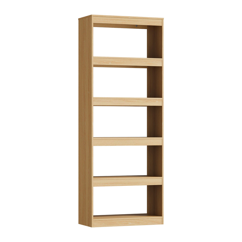 Oikiture 5 Tier Bookshelf 160cm, Open Display Shelf Storage Cabinet Unit Natural