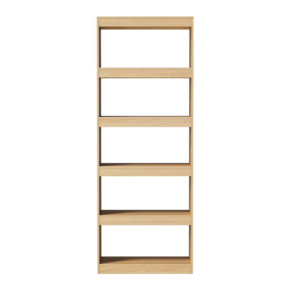 Oikiture 5 Tier Bookshelf 160cm, Open Display Shelf Storage Cabinet Unit Natural