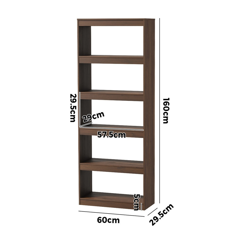 5 Tier Bookshelf Display Shelf Open Storage Cabinet Walnut