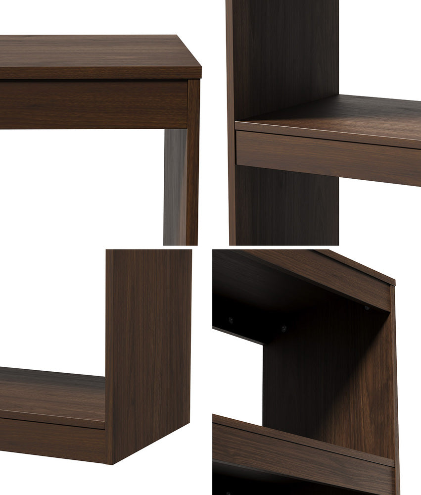 5 Tier Bookshelf Display Shelf Open Storage Cabinet Walnut