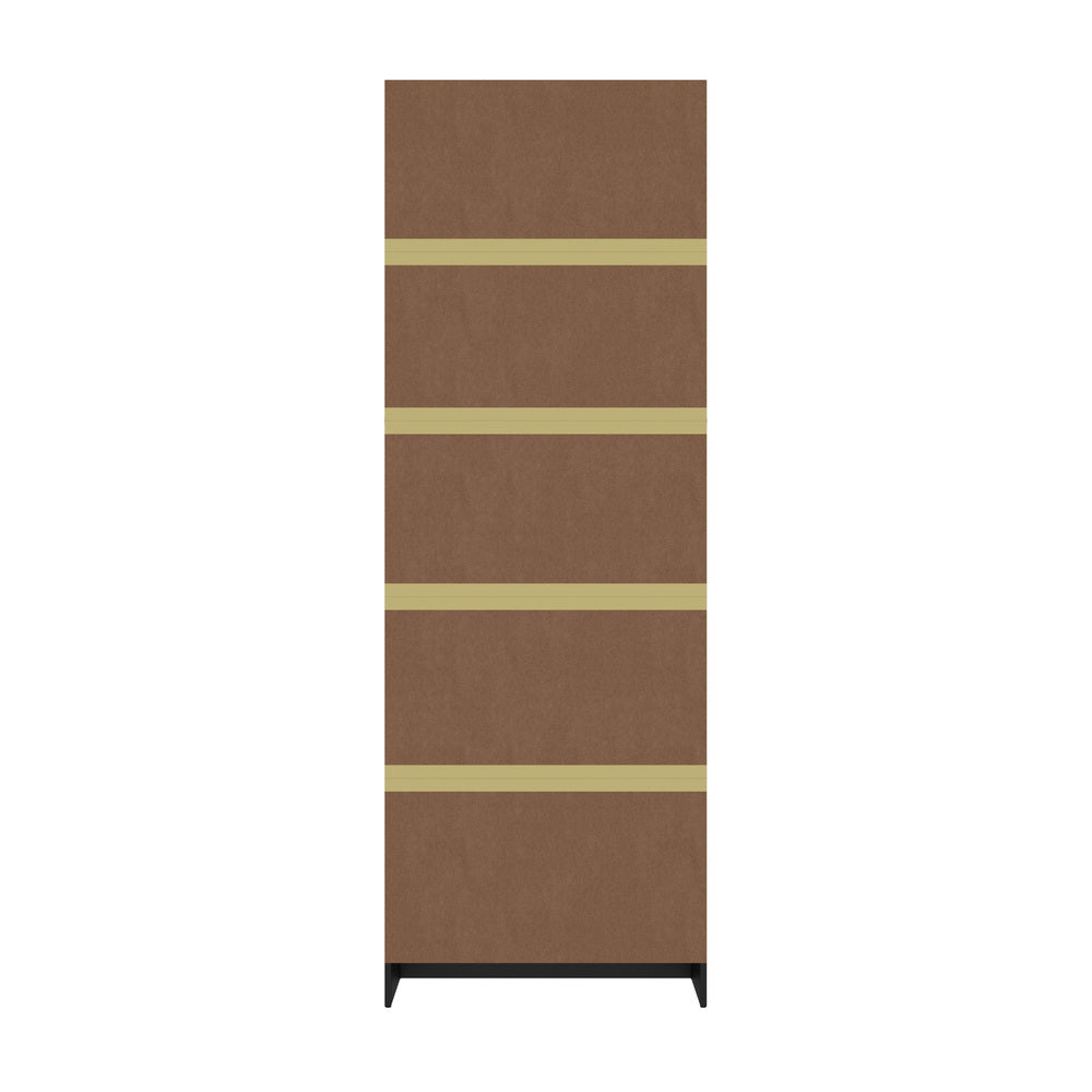 Tall Bookcase Display Shelf 2 Door Adjustable Cabinet Black