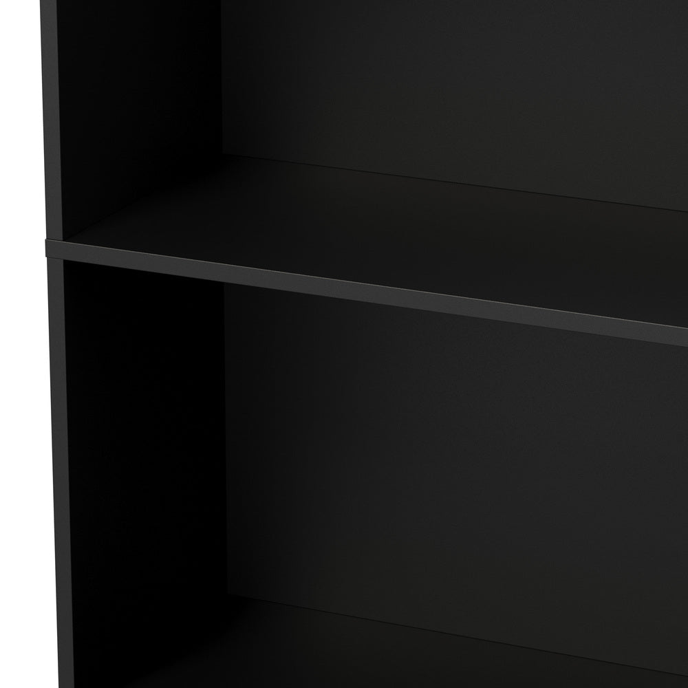 Tall Bookcase Display Shelf 2 Door Adjustable Cabinet Black