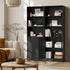 Tall Bookcase Display Shelf 2 Door Adjustable Cabinet Black