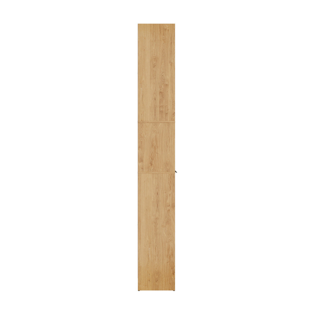 Tall Bookcase Display Shelf 2 Door Adjustable Cabinet Natural