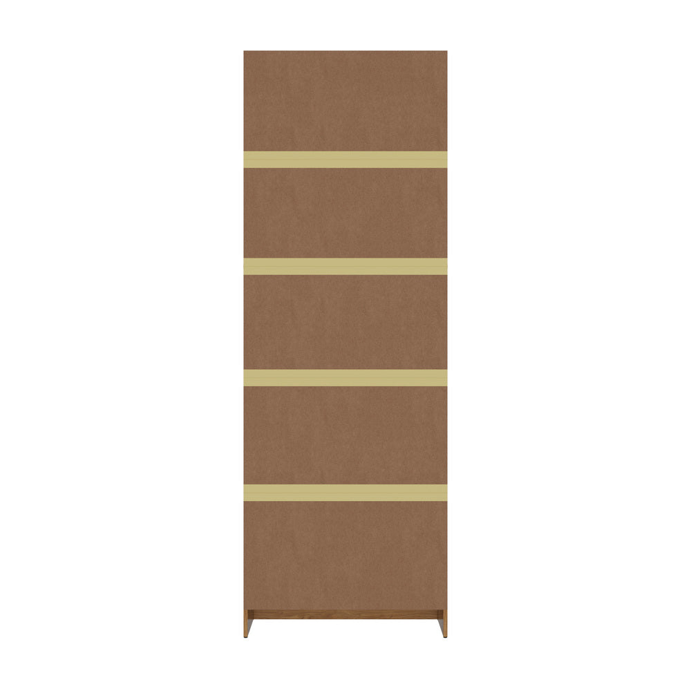 Tall Bookcase Display Shelf 2 Door Adjustable Cabinet Natural